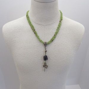 925 Sterling Silver Peridot Amethyst Necklace